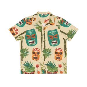 Tiki Mask and trees Men's Hawaiian Shirt (AOP)