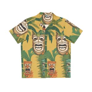 tiki masks yellow Men's Hawaiian Shirt (AOP)