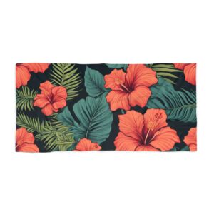 Red Hibiscus Beach Towel