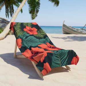 Red Hibiscus Beach Towel