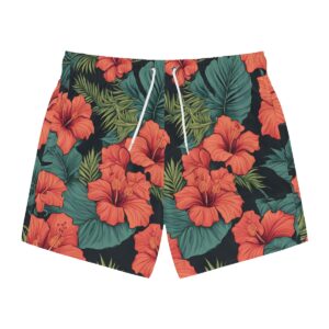 Red Hibiscus Swim Trunks (AOP)