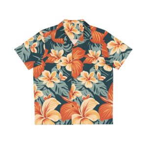 Flower Blue Pattern Men's Hawaiian Shirt (AOP)