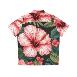 Big Pink Hibiscus Blossoms Men's Hawaiian Shirt (AOP)