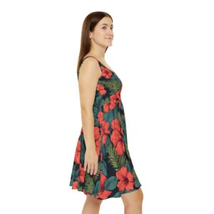 Red Hibiscus Women's Skater Dress (AOP)