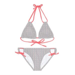 Flamingo Grey Pattern Strappy Bikini Set (AOP)