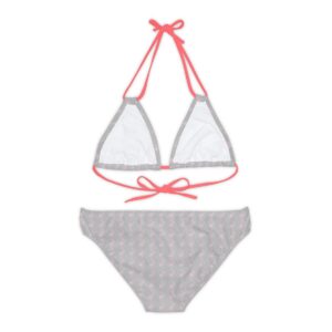 Flamingo Grey Pattern Strappy Bikini Set (AOP)