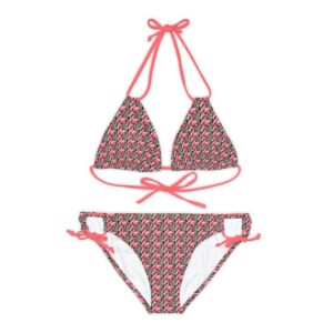 Flamingo flowers Strappy Bikini Set (AOP)